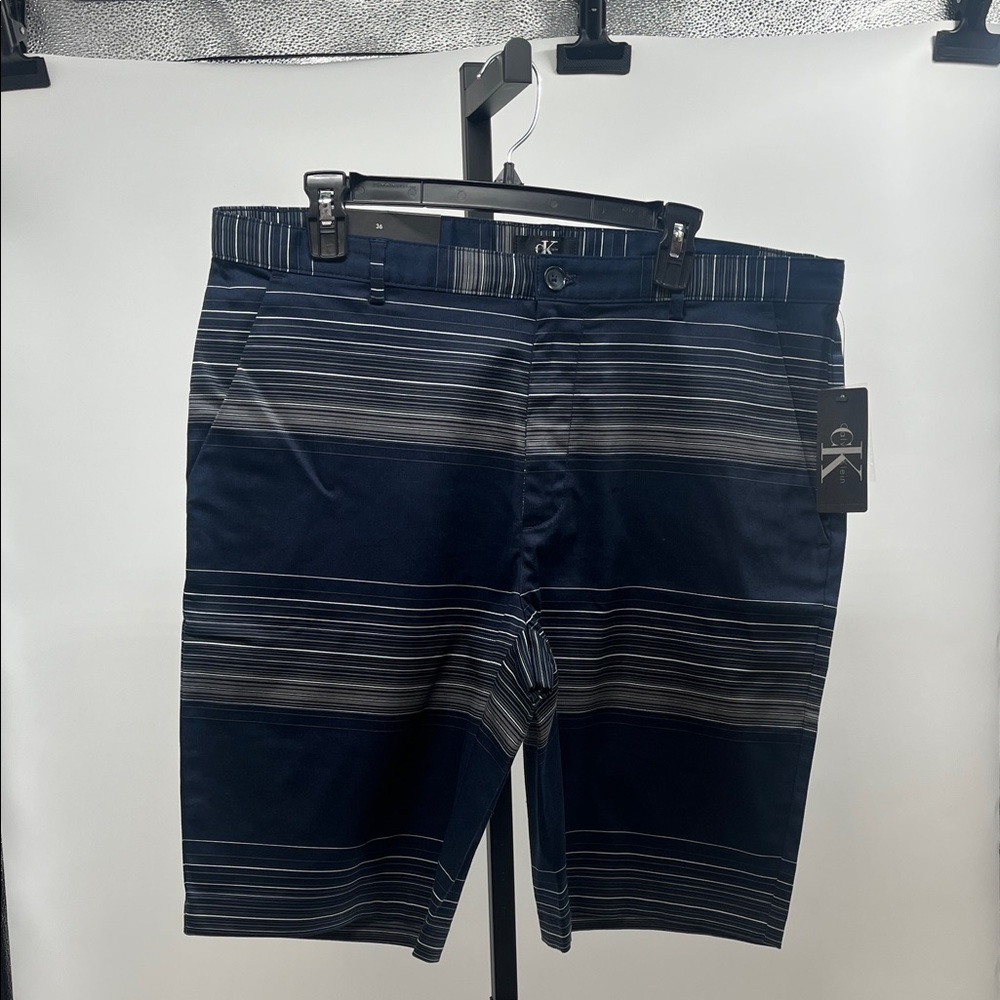 Calvin Klein Navy and Gray Striped Men's Shorts